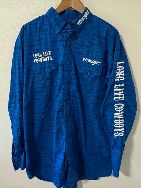 Wrangler Other - Wrangler Long Live Cowboys Embroidered Long Sleeve Button Down Shirt Blue-XLT